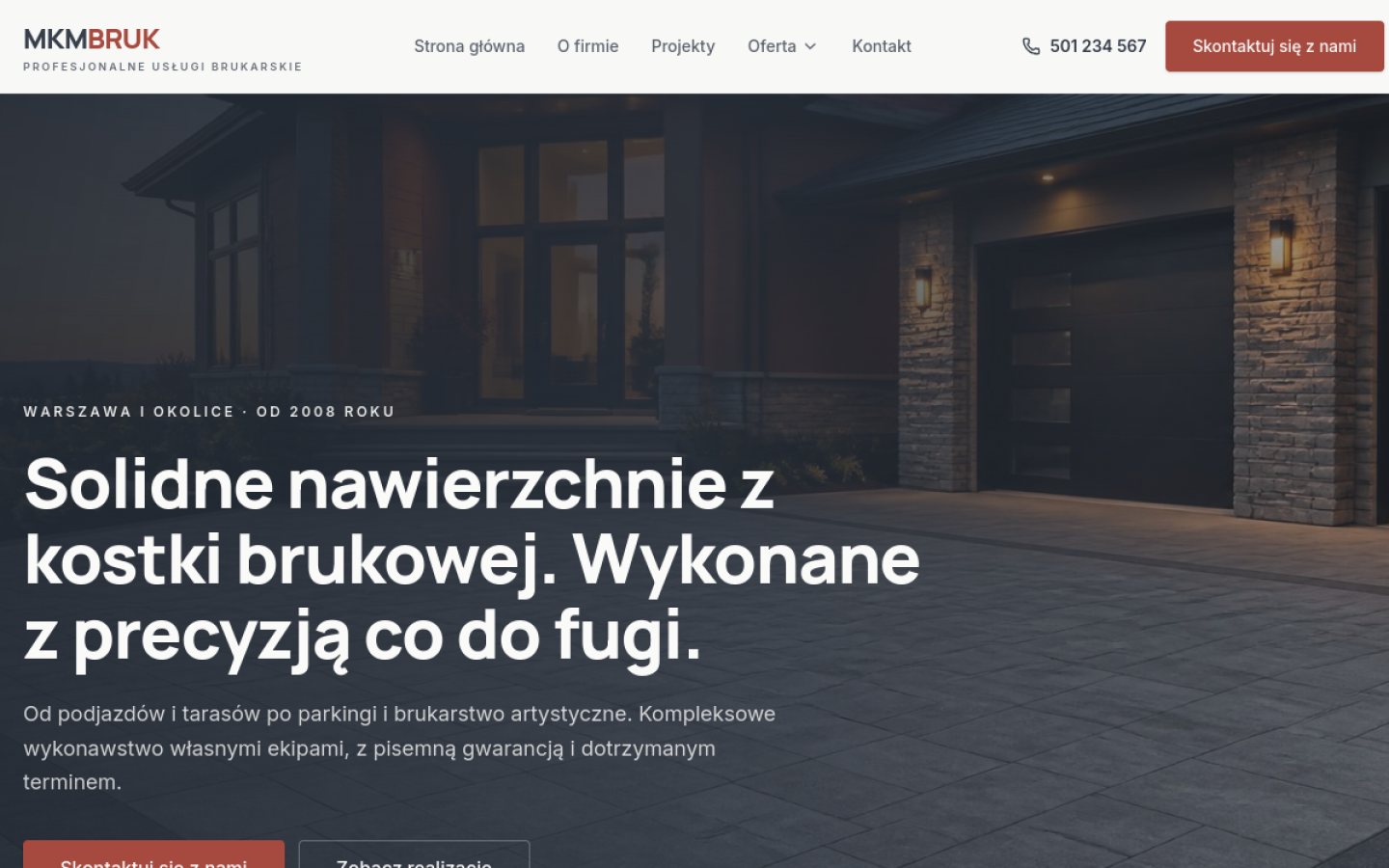 Podgląd projektu MKM Bruk – usługi brukarskie